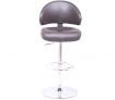 4 x PU Leather Padded Bar Stool Chair with Curved Backrest, Chrome Footrest and Adjustable Height - Brown