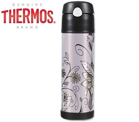 Thermos Thermax Vacuum Insulated Purple Flower Beverage Bottle - 18 oz