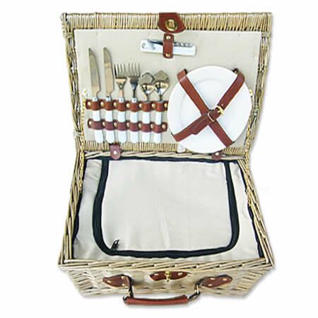 Deluxe Wicker Picnic Basket Set - 2 Person - with Cooler Bag | Crazy Sales