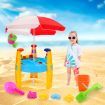 Outdoor Water & Sand Children's Activity Play Transport Table with Accessories & Umbrella