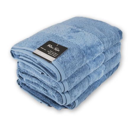 Renee Taylor Velour Bath Towel 100% Egyptian Combed Cotton 640gsm 4 Pack - Cornflower