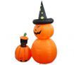 Inflatable Halloween Inflatable 360 Degree Moving Head Double Pumpkin and Peek-a-Boo Black Cat with Inner Light - For Indoors and Outdoors - 240cm Tall