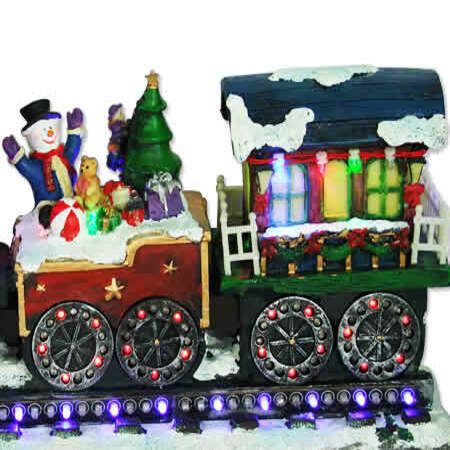 Christmas Train Decoration with Rotating Wheels & Flashing LED Lights ...