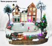 Christmas Multifunction Village Decoration with Ice Skaters and Coloured Fibre Optic Lights