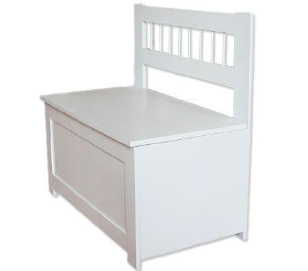 Children Kids Storage Box & Bench - White