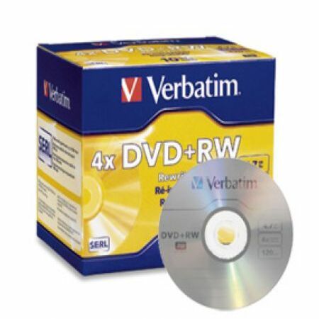 Verbatim DVD+RW 4x Blank Recordable Rewritable DVD 5 Pack with Jewel ...