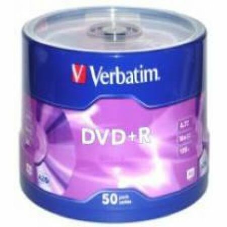 Verbatim DVD+R 16x White Printable Recordable 4.7GB Blank DVD 50 Pack