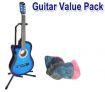 Melodic 38'' Acoustic Cutaway Guitar Blue + Guitar Stand + Guitar Tuner + 15x Guitar Picks - VALUE PACK