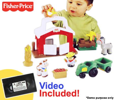 Fisher Price Discovering Animals at the Farm Play Set and VHS Video