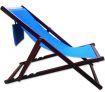 Wooden Lounge Adjustable Beach Chair with Cushion - Blue