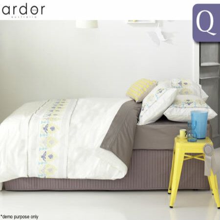 Ardor Queen Bed 225TC Cotton Rich Percale Quilt Cover Set - Asha White