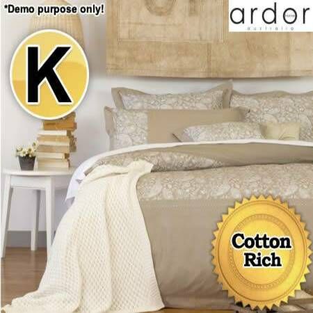 Ardor 225 Thread Count Cotton Rich Percale Quilt Cover Set - KB King Bed Paisley Stone Design