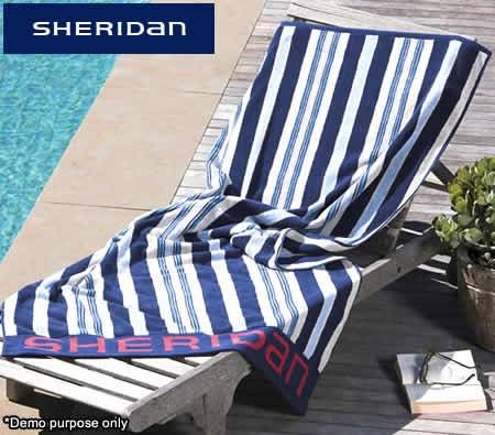 Sheridan Terry Cotton Beach Towel - Baymont Chambray - Blue Stripes 100cm x 180cm