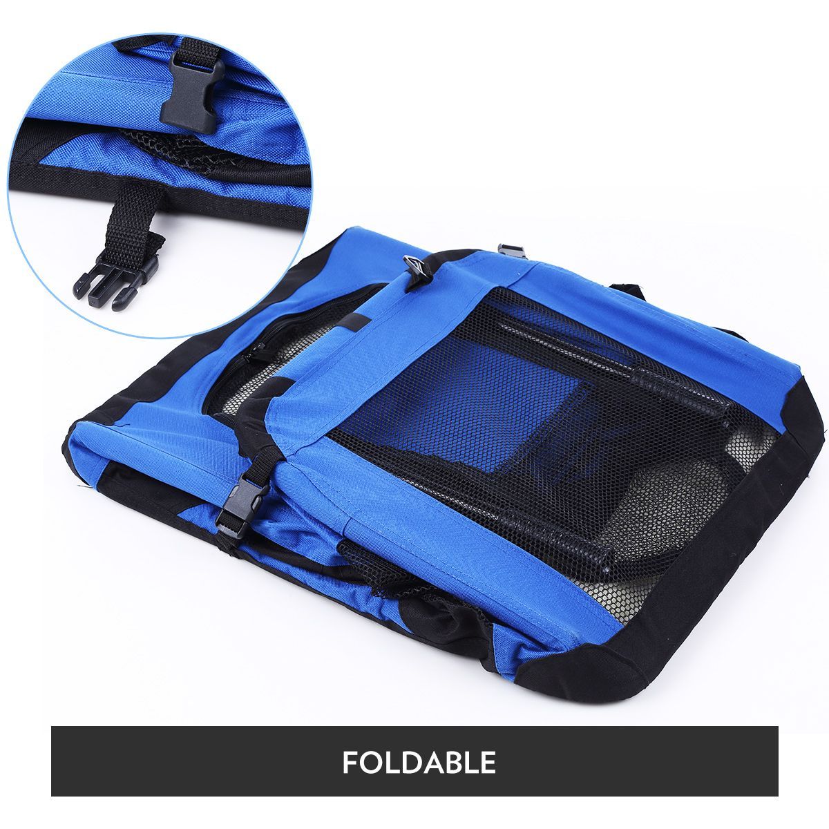 Portable Pet Soft Crate Carrier 70x52cm Large, Waterproof, Blue
