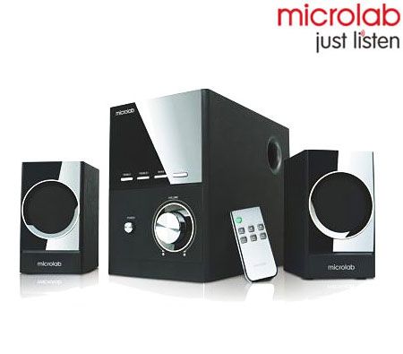 Microlab M-223C Audio Speaker 2.1, RMS Power: 17W (4W*2 +9W), Subwoofer, Remote Control