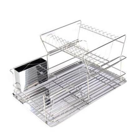 Double Deck Stainless Steel Dishrack with Cutlery Holder & Drip Tray