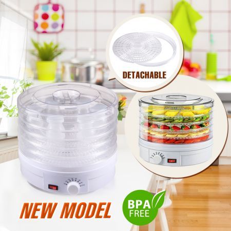 Maxkon Round Adjustable Food Dehydrator with Removable Trays