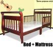 Toddler Bed with Mattress in a Sleigh Style Design - Cherry
