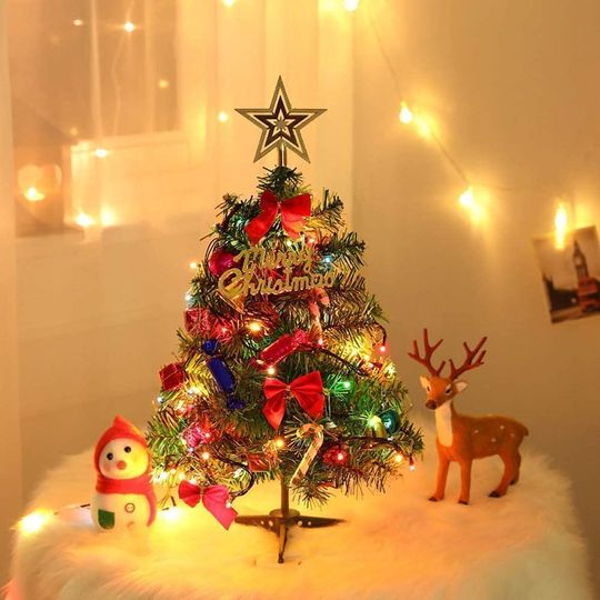 Artificial christmas tree with deals fairy lights