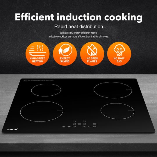 Ceramic Cooktop Stove Electric Cooktop Hob Cooker Glass Top 4 Burners 6  Zones 60cm Touch Control Built In Maxkon