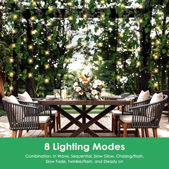 10M 100 LED Solar String Lights Ivy Leaves Solar Fairy Lights Artificial  Ivy Leaves Garland Vine Waterproof Hanging String Light for Outdoor Indoor