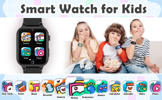 Smart Watch pour enfants garçons avec 26 jeux, HD Upgrade Screen