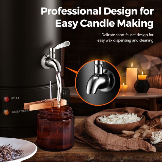 Electric Wax Melter for Candle Making, Large Melting Pot with Temperature  Control and Pour Spout, Ideal for Small-Scale Commercial or Home Use