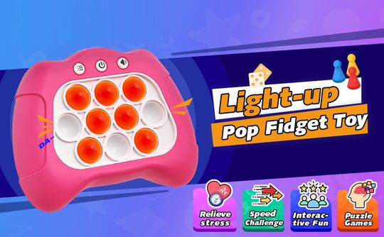 Light Up Bubble Pop Fidget Toy,Electronic Quick Push Game Console,Birthday  Gifts For Age3+ Year