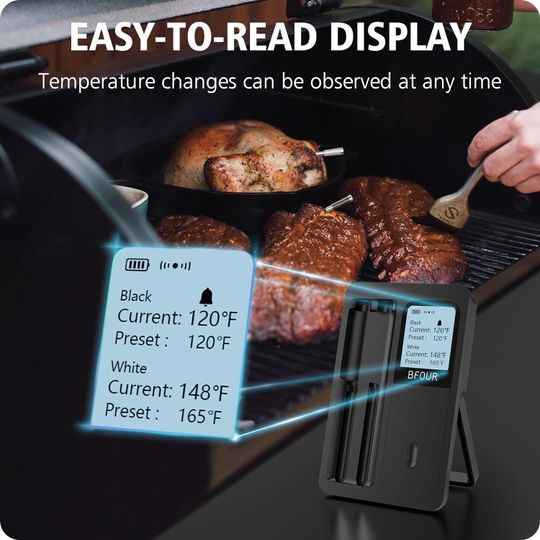 Wireless Meat Thermometer with 4 Probes, 328FT Bluetooth Meat