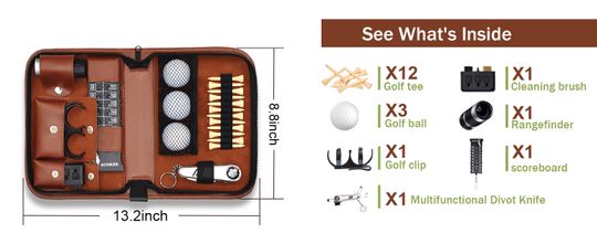 Golf Accessories Kit with High-Grade Handbag, Golf Balls, Rangefinder,  Brush, Golf Tees, Multifunctional Divot Knife, Golf Ball Clamp, Mini  Scorer