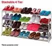 Stackable Shoerack Standing 4 Tier Shoe Organiser Holder - 20 Pairs - White