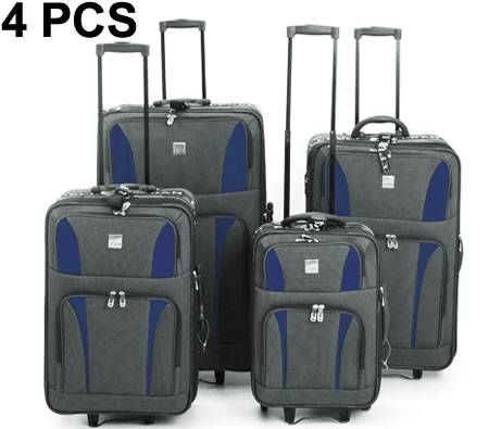 Travel Luggage 4 Piece Set with Expandable Compartment-Blue
