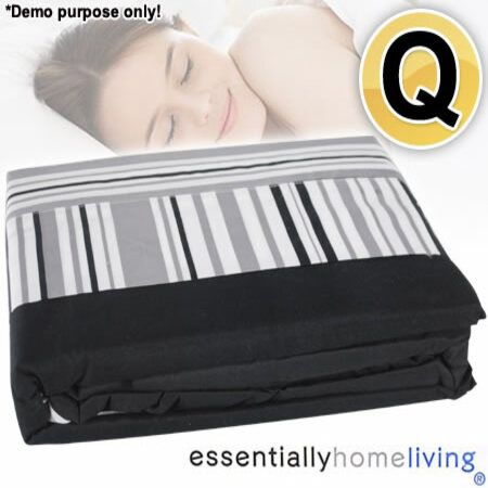 Sheets - Queen Size Polyester Bed Sheet Set - Two Tone Duo Jet Black