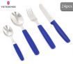 Victorinox Cutlery Tableware Set for 6 People - 24pc, Round Tip, Blue Handles