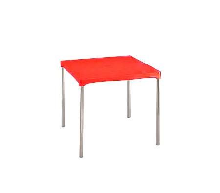 Square Table with Removable Aluminium Legs - Compact, Portable, Red