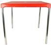 Square Table with Removable Aluminium Legs - Compact, Portable, Red