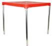 Square Table with Removable Aluminium Legs - Compact, Portable, Red
