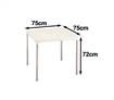 Square Table with Removable Aluminium Legs - Compact, Portable, White