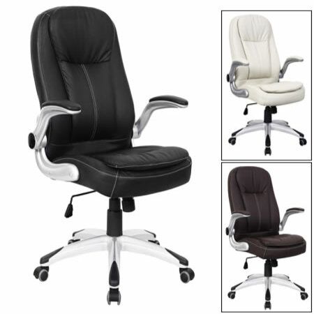Ergonomic Adjustable High Back PU Leather Executive Office Chair with Arm Rests