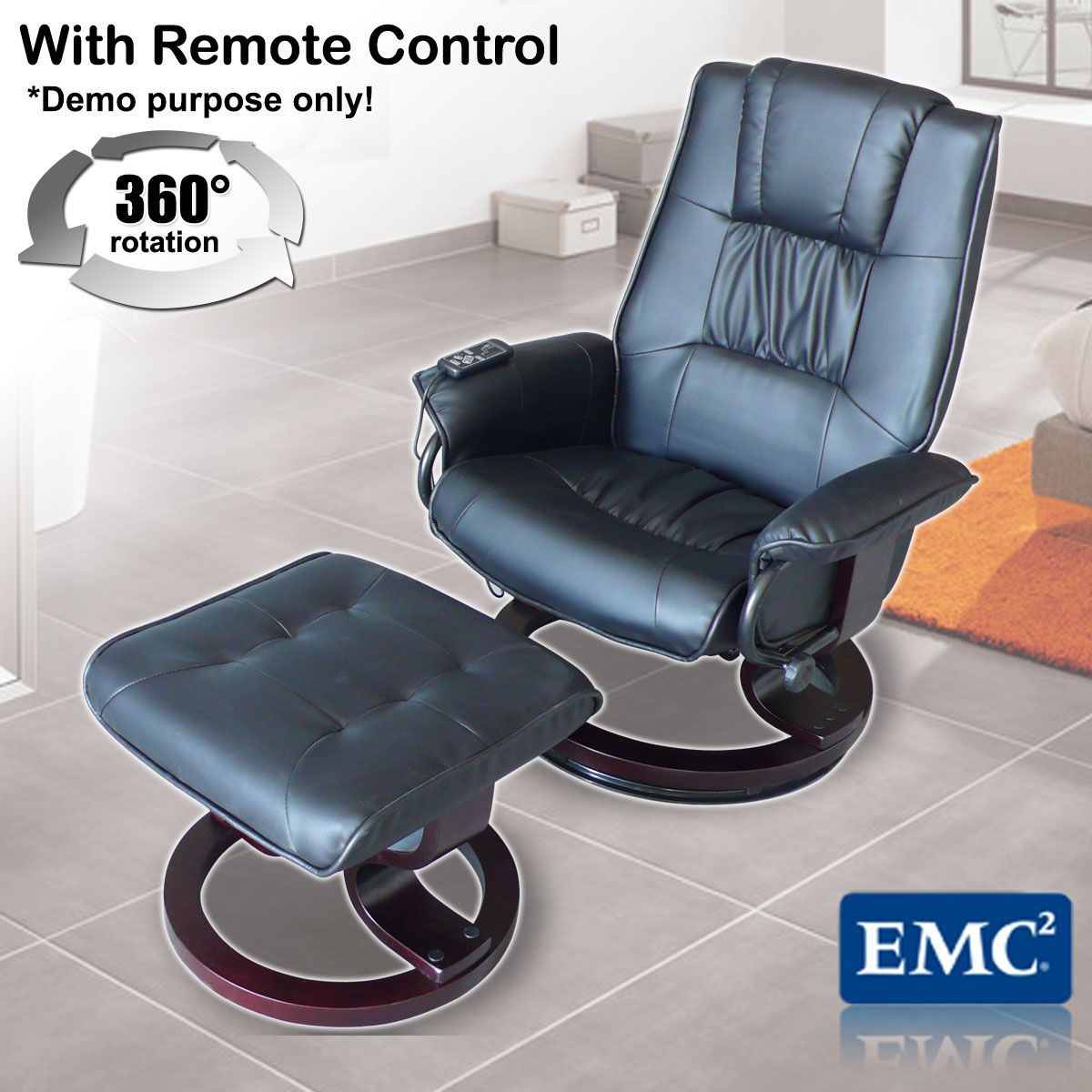 Recliner Chair with Foot Stool & 6 Point Massage Function Black