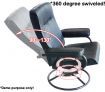 Recliner Chair & Foot Stool - Leather Office Chair - Recline & Swivel