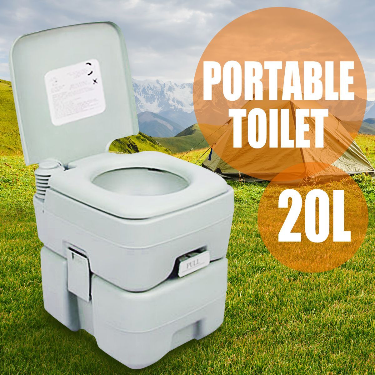 Portable Toilet 20L Camping Potty Restroom Outdoor Travel Boating Caravan Square Light Gray