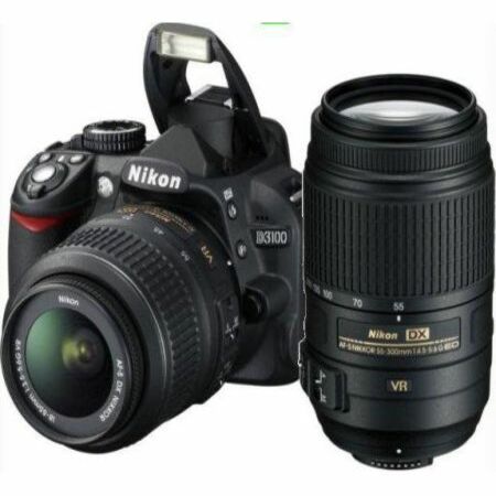 Nikon D3100 Camera twin kit 18-55mm VR/ 55-300mm Lenses - Black