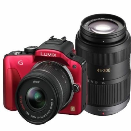 Panasonic Digital Camera Lumix DMC-G3 & 14-42mm lens/45-200mm Lens - Red