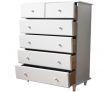 Wooden Tall Boy Storage Cabinet - 6 Drawers - White