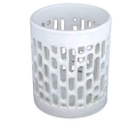 Candle Holder - Ceramic Cylinder Design - 10.5cm Tall White