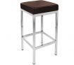 2 x Stylish Square Bar Stool with Chrome Frame Legs - Brown
