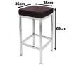 2 x Stylish Square Bar Stool with Chrome Frame Legs - Brown