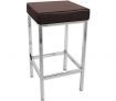 2 x Stylish Square Bar Stool with Chrome Frame Legs - Brown