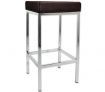 2 x Stylish Square Bar Stool with Chrome Frame Legs - Brown